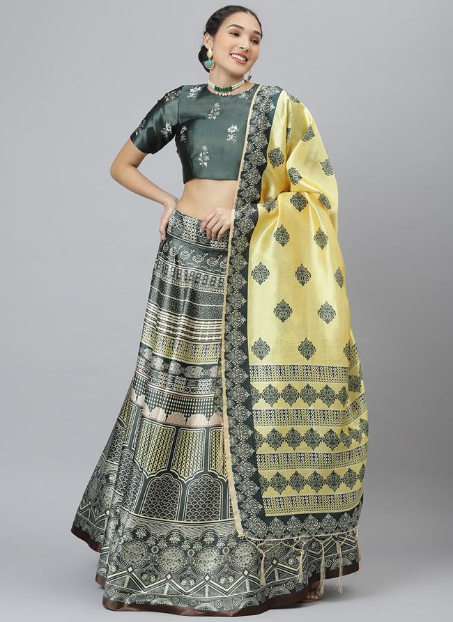 Tussar Silk Multi Colour Navratri Wear Printed Lehenga Choli